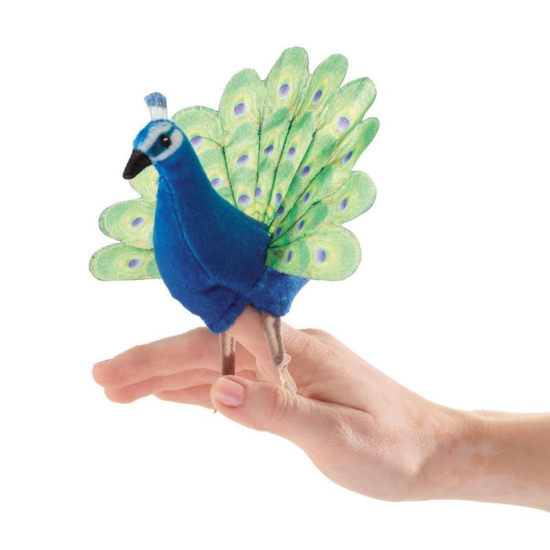 Marioneta de dedo mini pavo real Folkmanis 10 × 15 × 13 cm
