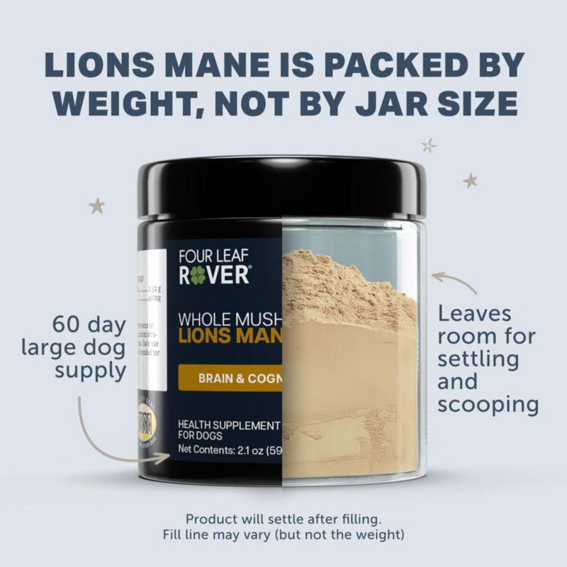 Suplemento Four Leaf Rover Lion's Mane para el cerebro de perros