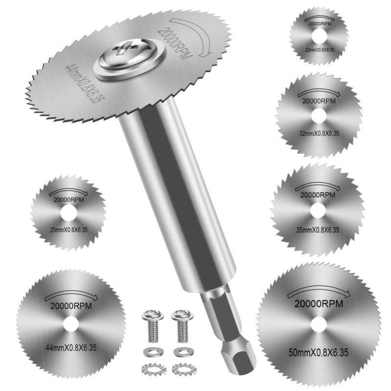 Rueda de corte FOTYBEI 1/4" de eje hexagonal juego de 6 hojas de sierra de acero