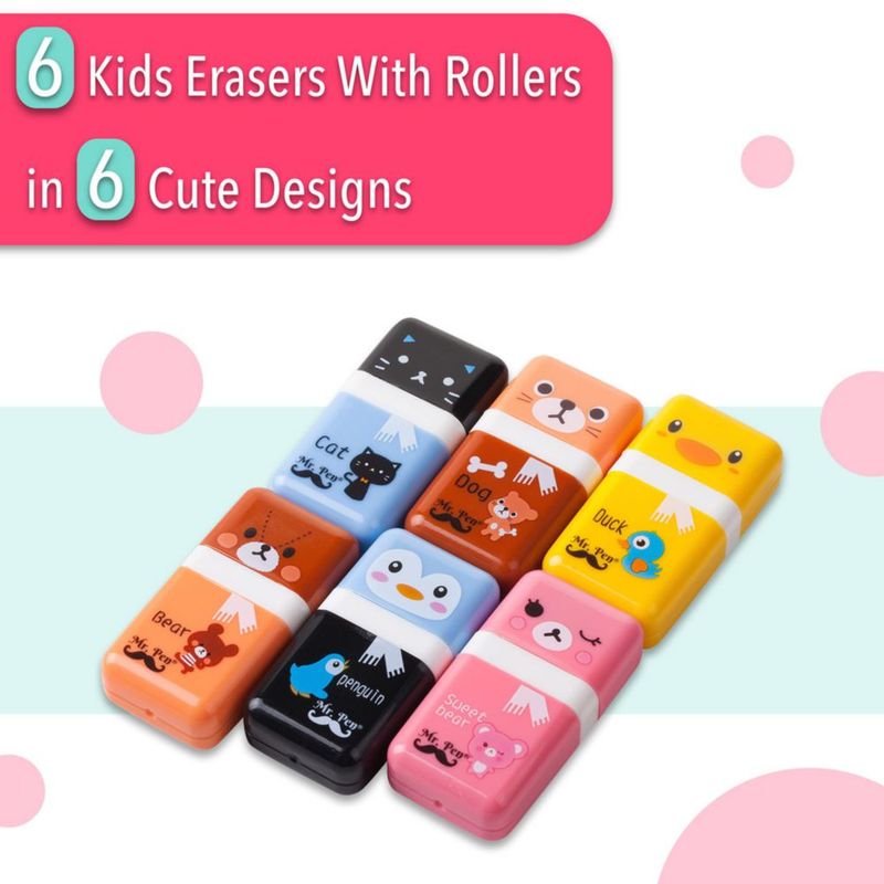Borrador Mr. Pen Pack de 6 con Tema Animal 6 cm × 3 cm