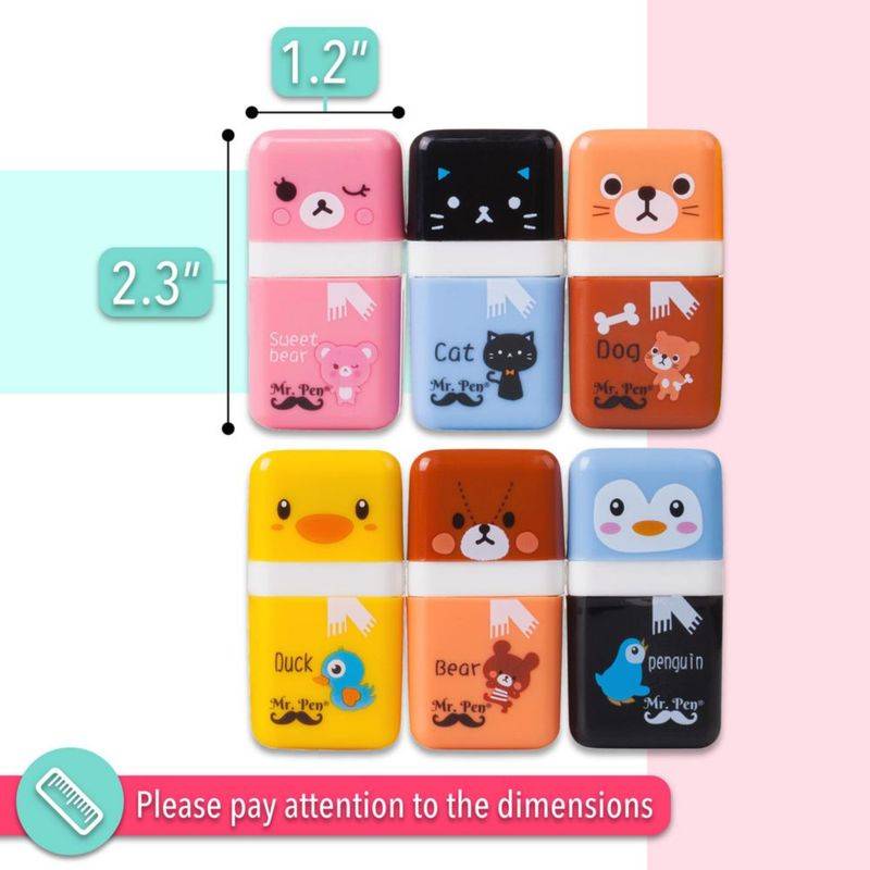 Borrador Mr. Pen Pack de 6 con Tema Animal 6 cm × 3 cm