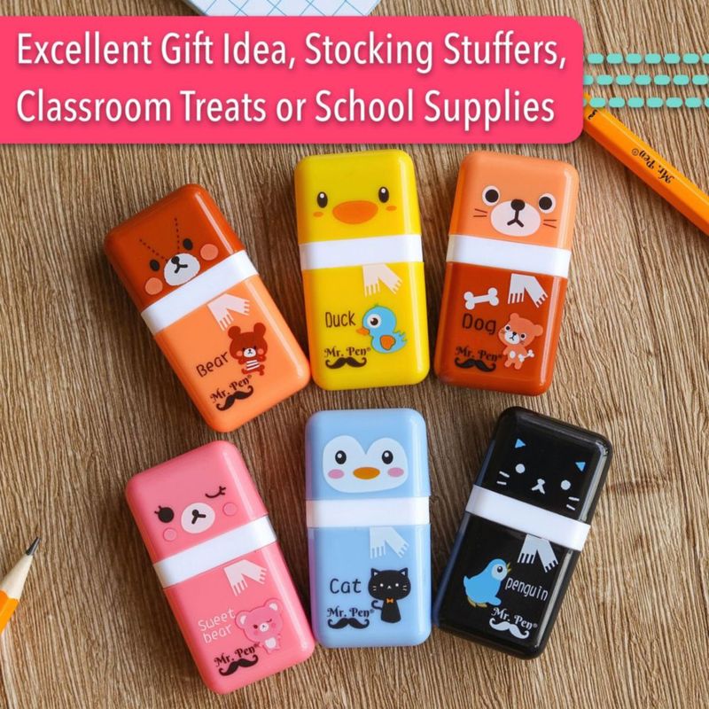 Borrador Mr. Pen Pack de 6 con Tema Animal 6 cm × 3 cm