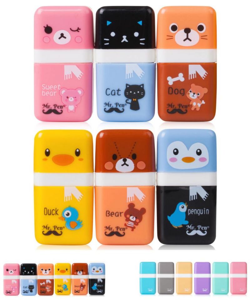 Borrador Mr. Pen Pack de 6 con Tema Animal 6 cm × 3 cm