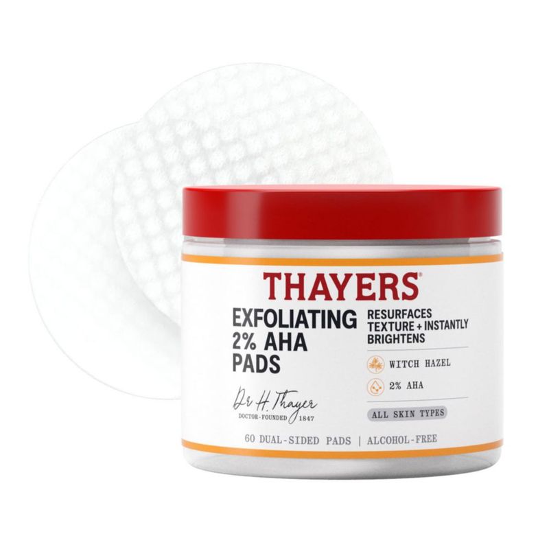 Pads tónico exfoliantes THAYERS con 2% AHA y hamamelis 60 unidades