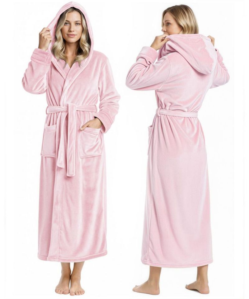 Bata NY Threads Talla Mediana Rosa Claro con Capucha de Felpa
