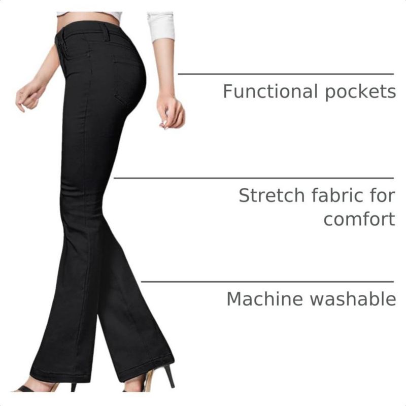 PANTALONES Hybrid & Company Corte Acampanado Negro 2X