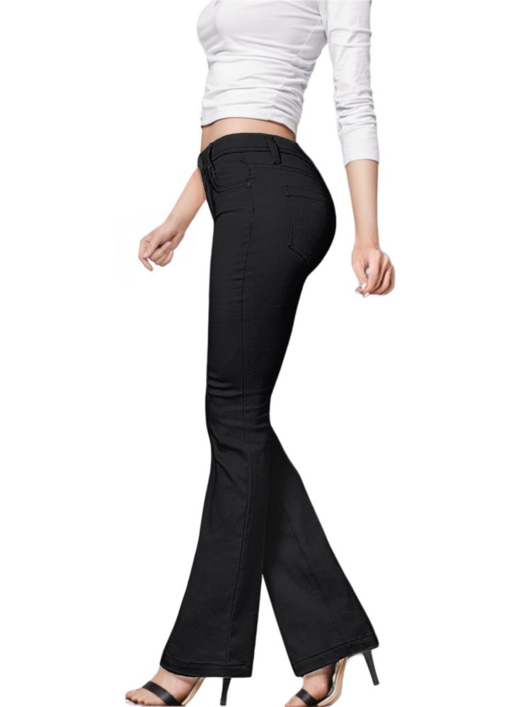 PANTALONES Hybrid & Company Corte Acampanado Negro 2X
