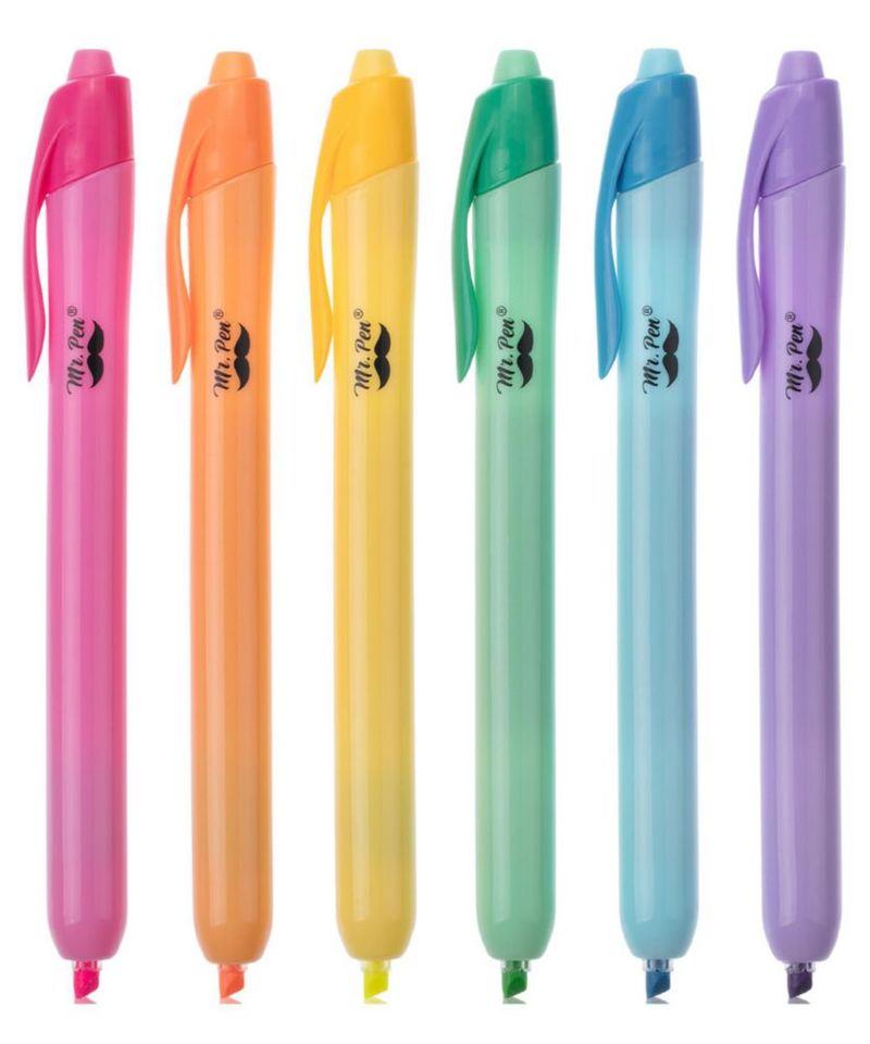 Resaltadores Mr. Pen 6 unidades colores brillantes
