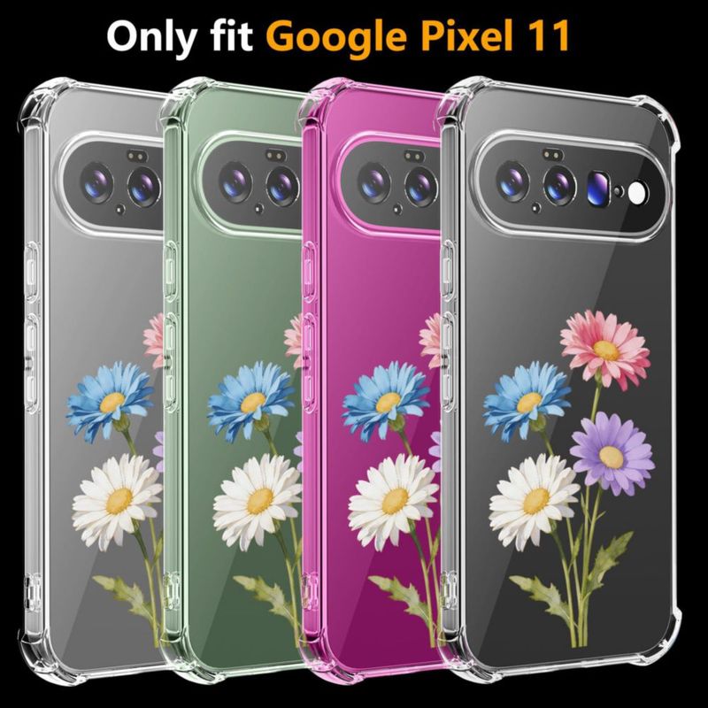 Funda GSDCB para Google Pixel 11 TPU de ajuste delgado transparente con diseño de margarita