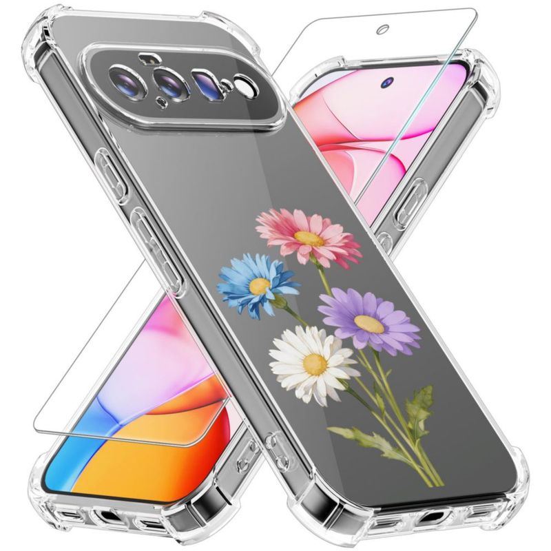 Funda GSDCB para Google Pixel 11 TPU de ajuste delgado transparente con diseño de margarita