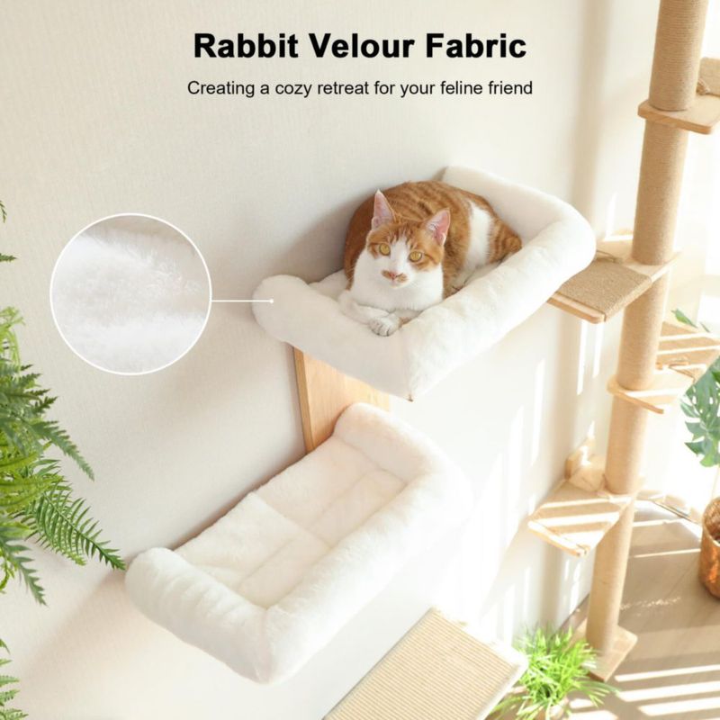 Estantes de Pared para Gatos FUKUMARU 2 Plataformas Madera de Caucho
