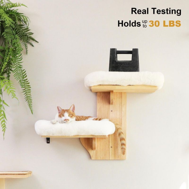 Estantes de Pared para Gatos FUKUMARU 2 Plataformas Madera de Caucho