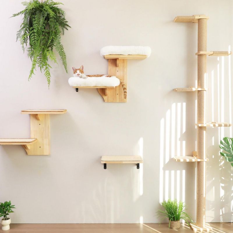 Estantes de Pared para Gatos FUKUMARU 2 Plataformas Madera de Caucho