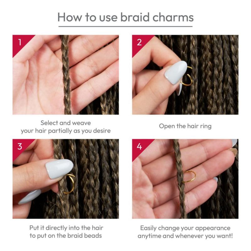 Kit DIY de 34 piezas de charms para el cabello Red by Kiss – Rojo