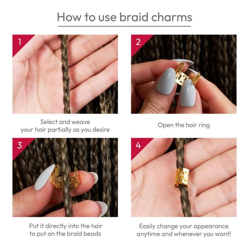 Kit DIY de 34 piezas de charms para el cabello Red by Kiss – Rojo