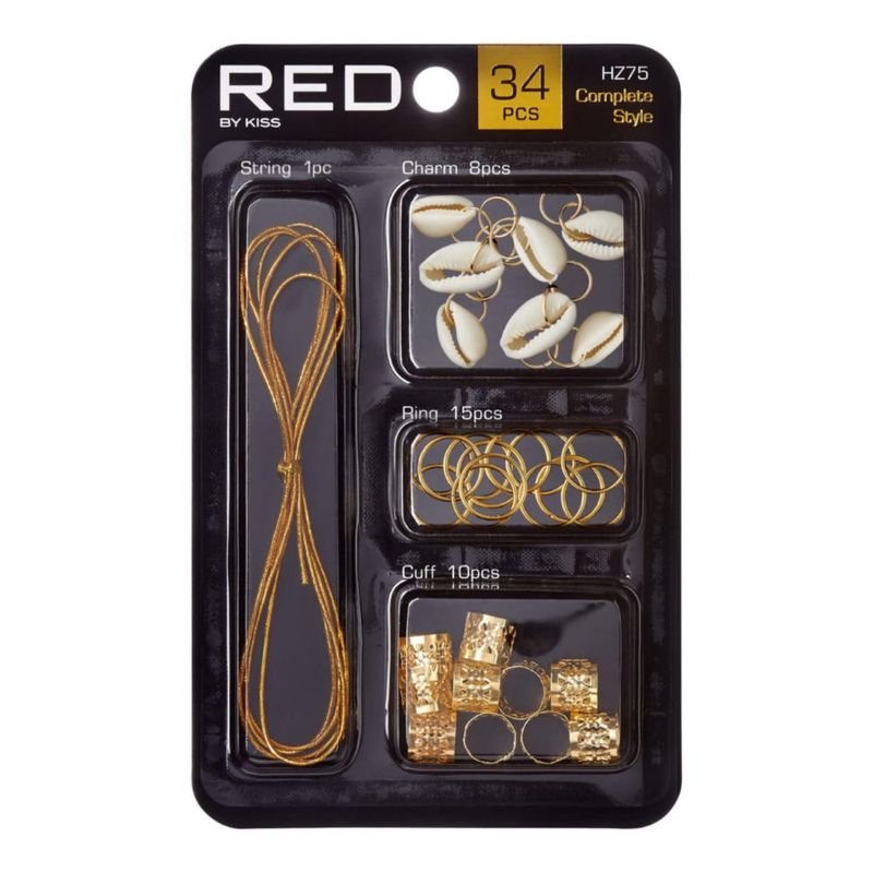 Kit DIY de 34 piezas de charms para el cabello Red by Kiss – Rojo