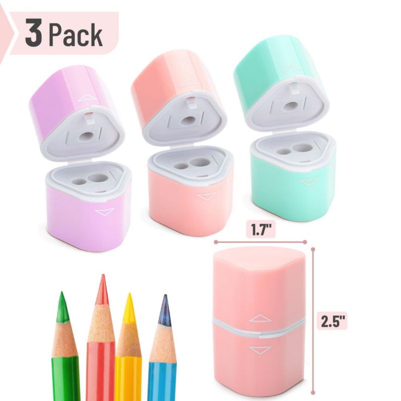 Sacapuntas Mr. Pen 3 en 1 colorido paquete de 3