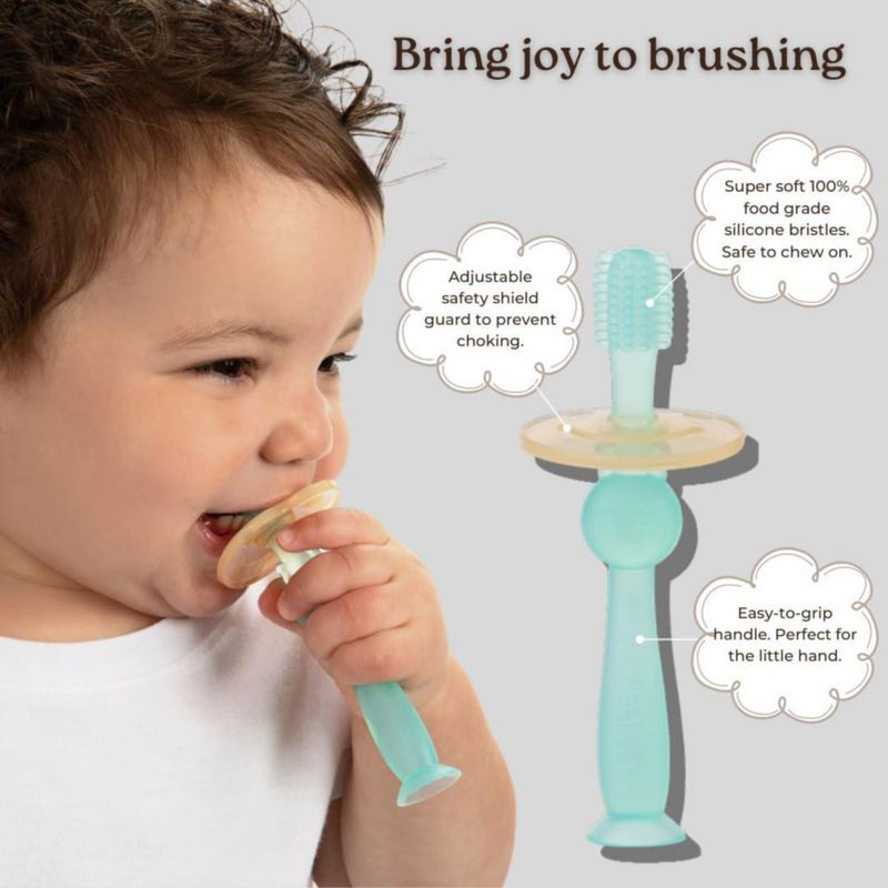 Cepillo de dientes de silicona Haakaa 360° para bebé color lila