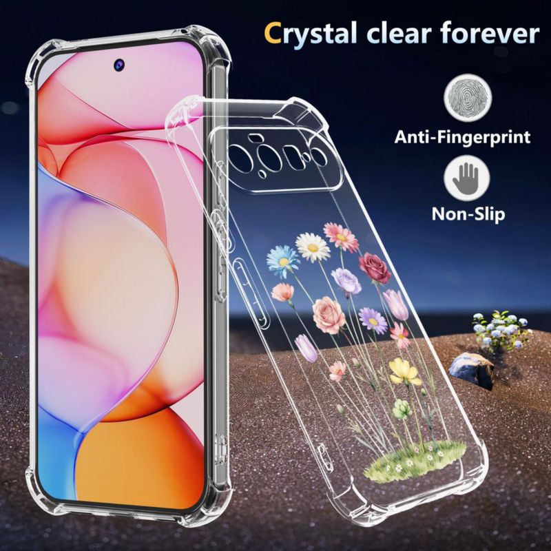 Funda GSDCB para Google Pixel 11 Transparente con Flor (TPU)