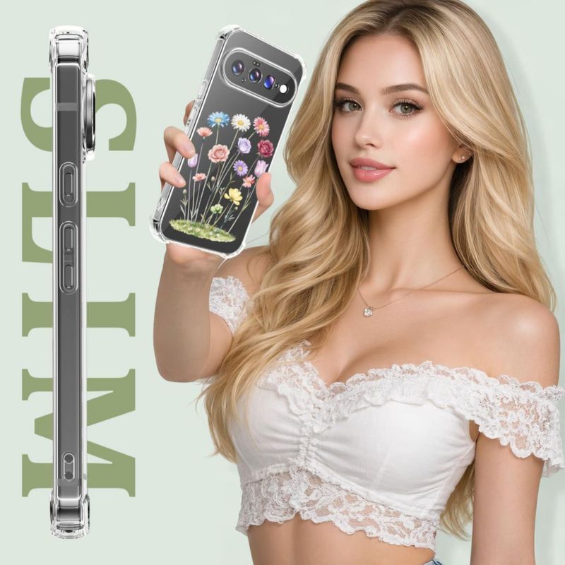 Funda GSDCB para Google Pixel 11 Transparente con Flor (TPU)