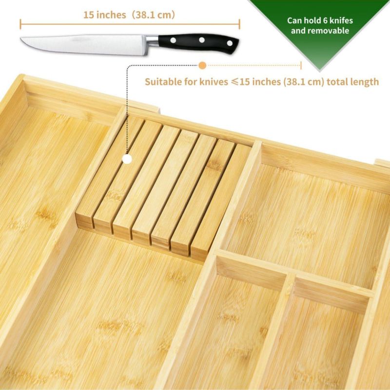 Organizador de cajón de cocina VaeFae de bambú 43 x 54 cm