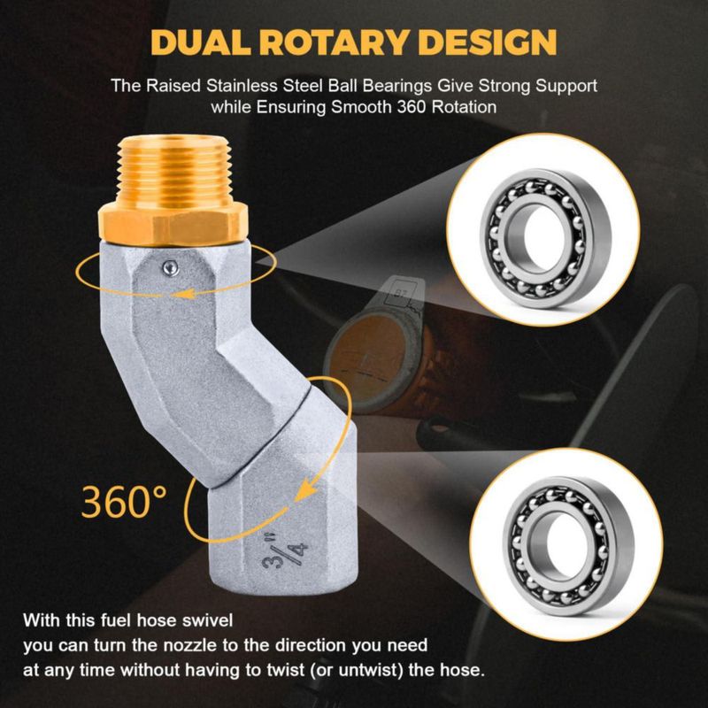 Conector giratorio para manguera de combustible GRYVOZE 2 uds 3/4" NPT rotación 360°