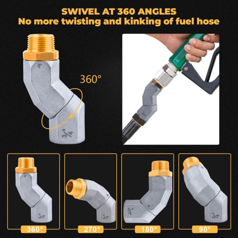 Conector giratorio para manguera de combustible GRYVOZE 2 uds 3/4" NPT rotación 360°