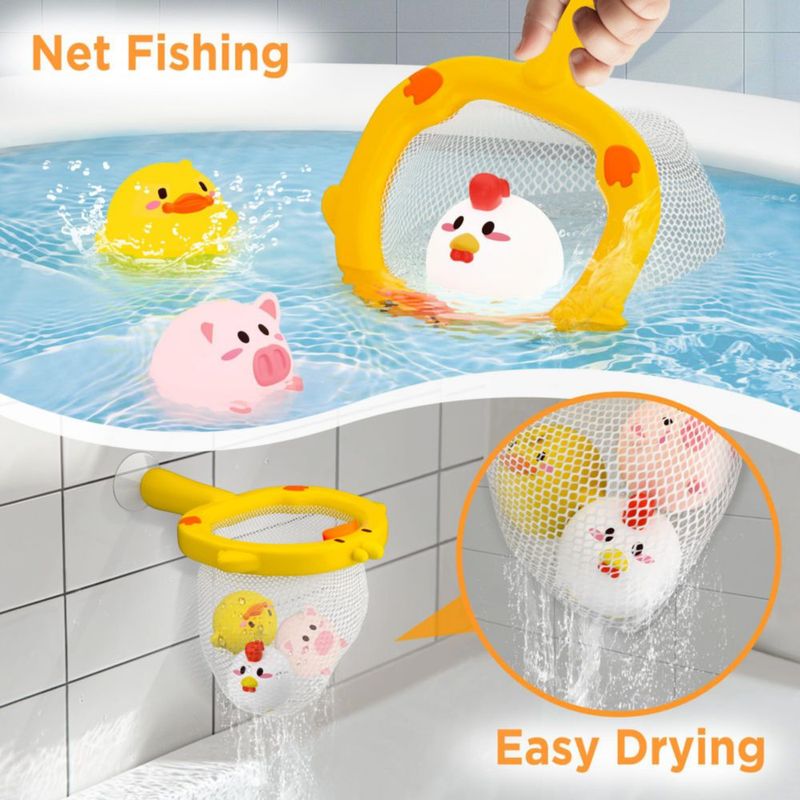Juguete de baño Baby Duck iPlay iLearn con red Wind Up Swimming Duck