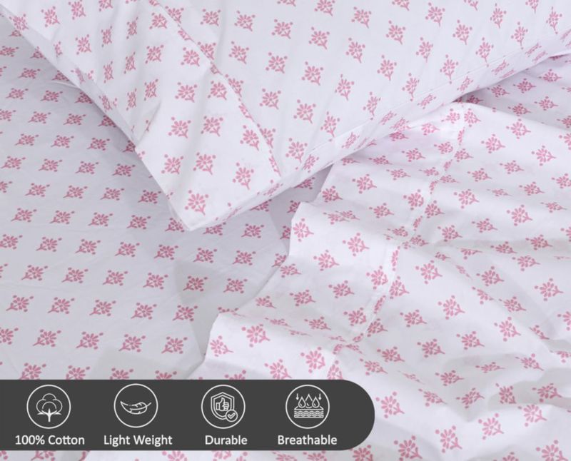Juego de sábanas RUVANTI Queen de algodón percal con estampado de bloques
