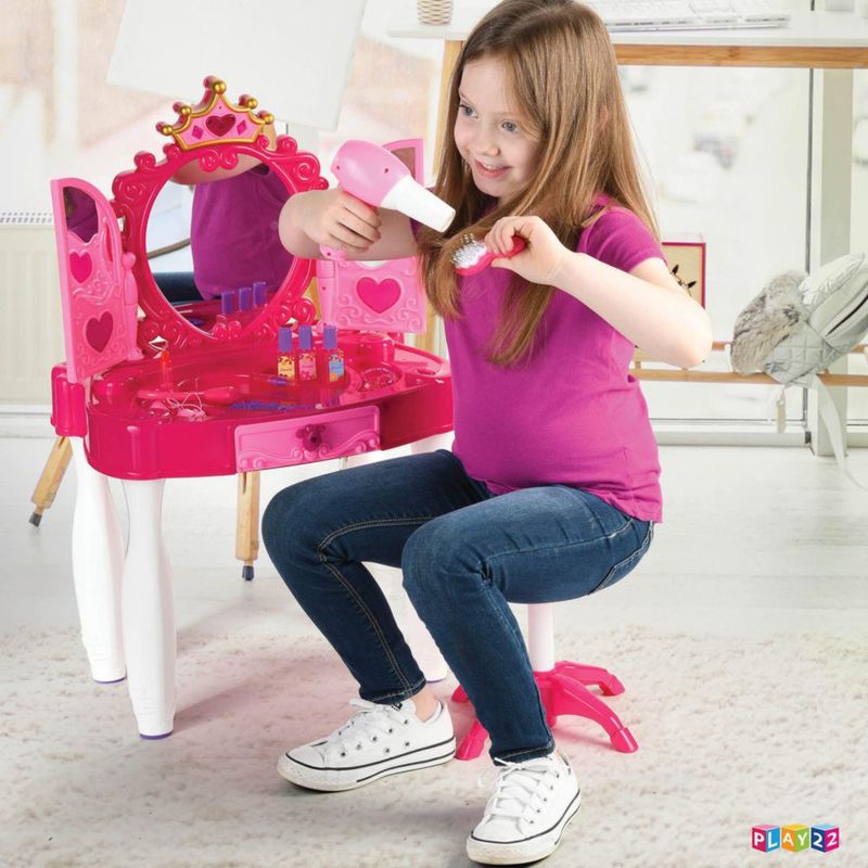 Set de tocador Play22 Pretend Play para niñas con espejo y taburete 21 unidades