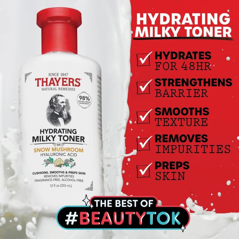 Tónico facial THAYERS Milky con hongos de nieve y ácido hialurónico