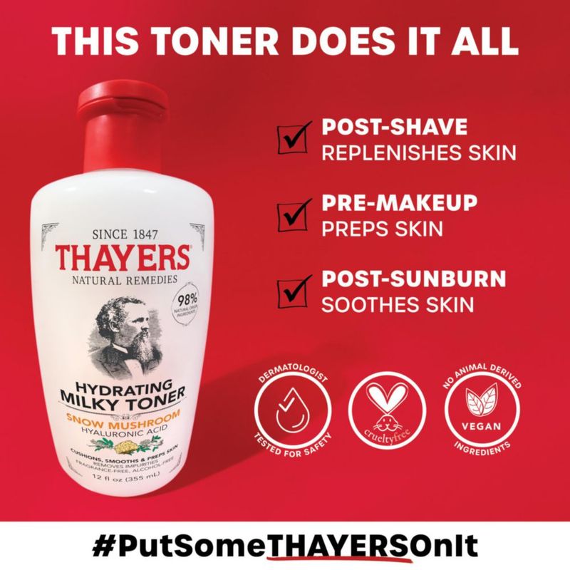 Tónico facial THAYERS Milky con hongos de nieve y ácido hialurónico