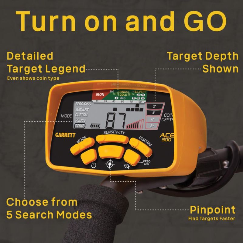 Detector de Metales Garrett ACE 300 con Identificación Digital - Kit