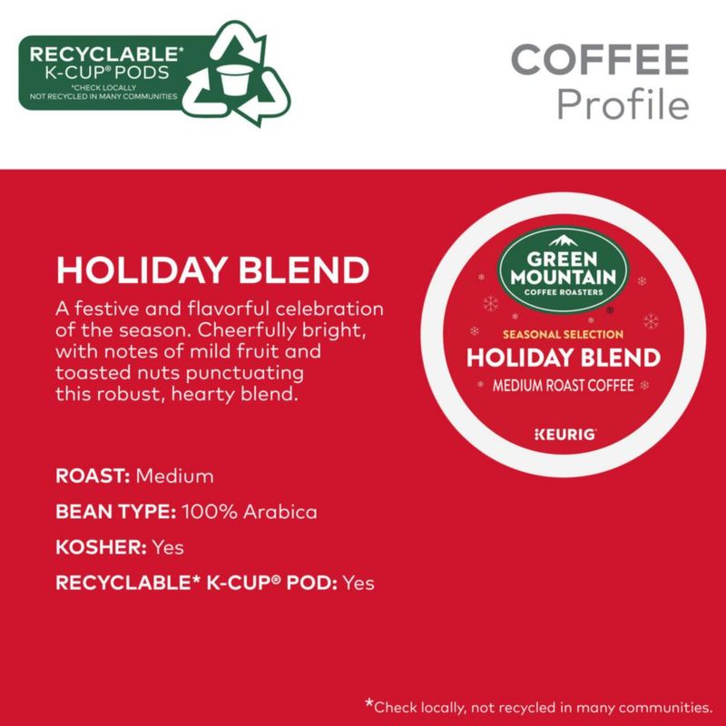 Cápsulas de café Green Mountain Holiday Blend tostado medio 96 unidades