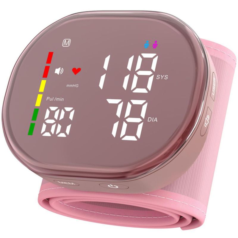 Monitor de presión arterial de muñeca GUAEVER recargable rosa