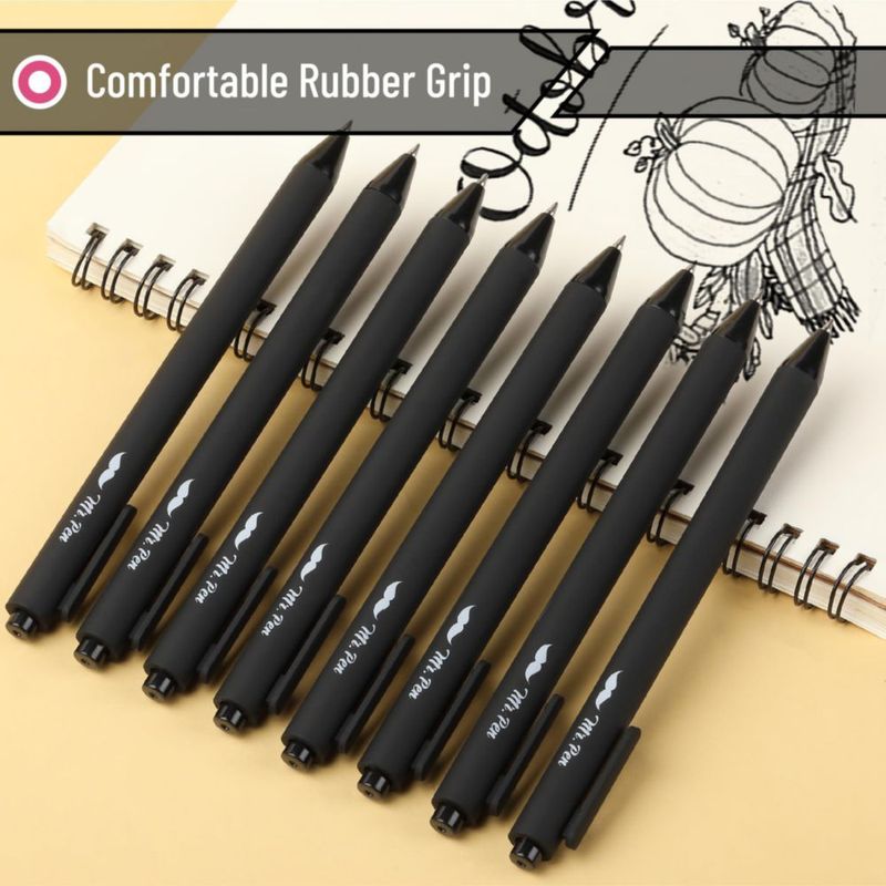 Bolígrafos de gel Mr. Pen – Pack de 8 tinta negra 05 mm