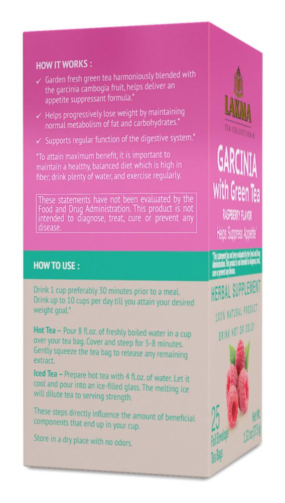 Té HYLEYS Lakma Garcinia Té Verde con Frambuesa – 150 Bolsas
