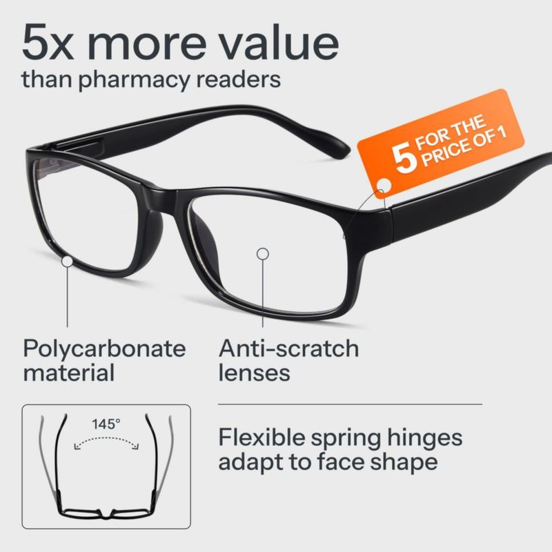 Gafas de Lectura Gaoye 5.0 con Luz Azul - Paquete de 5