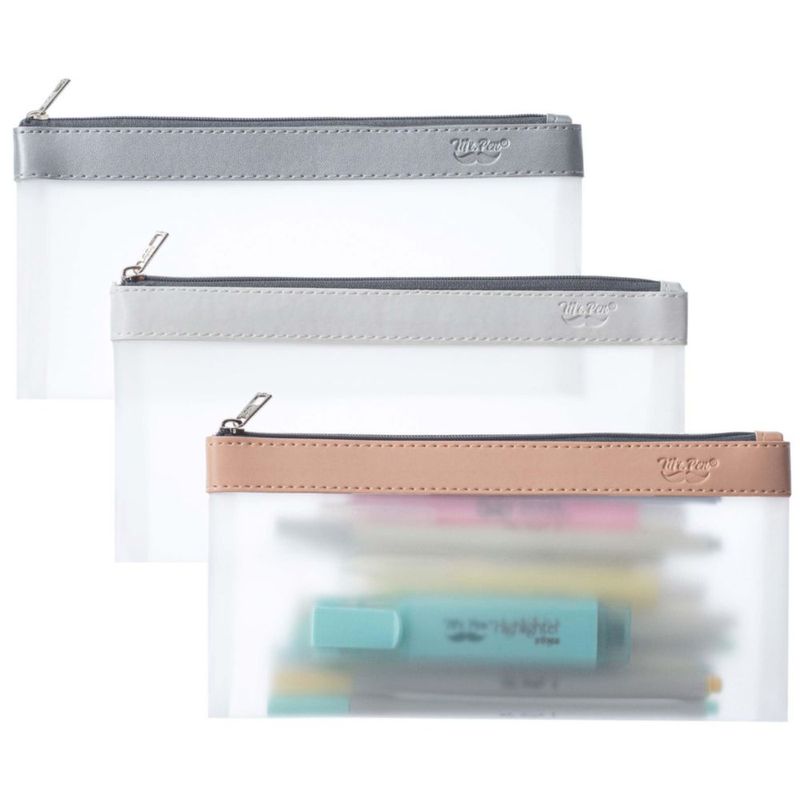 Estuche para lápices Mr. Pen transparente de TPU paquete de 3