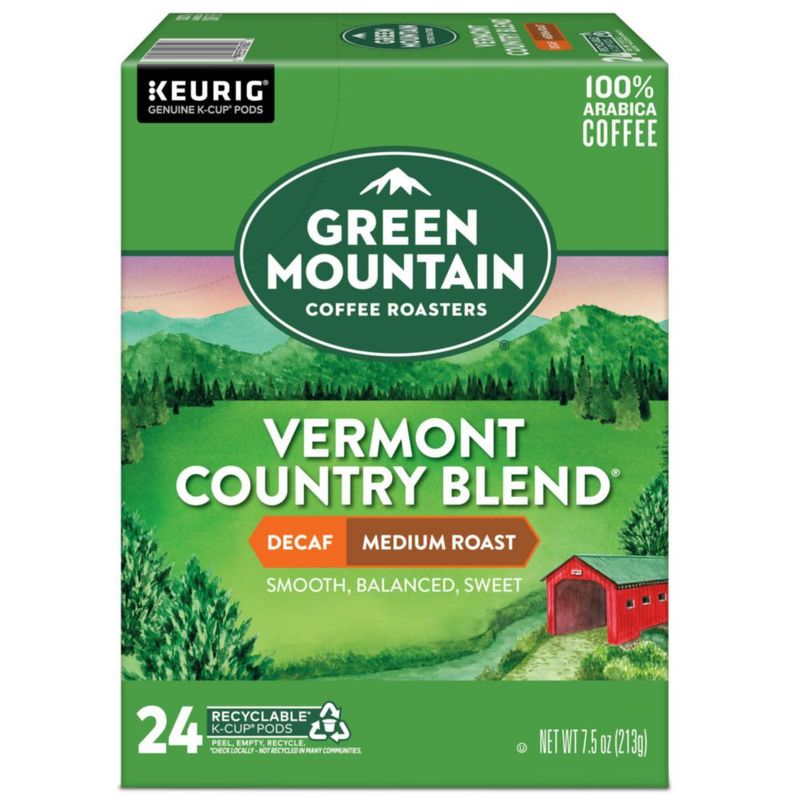 Cápsulas de café Green Mountain Vermont Country Blend Descafeinado 96 unidades