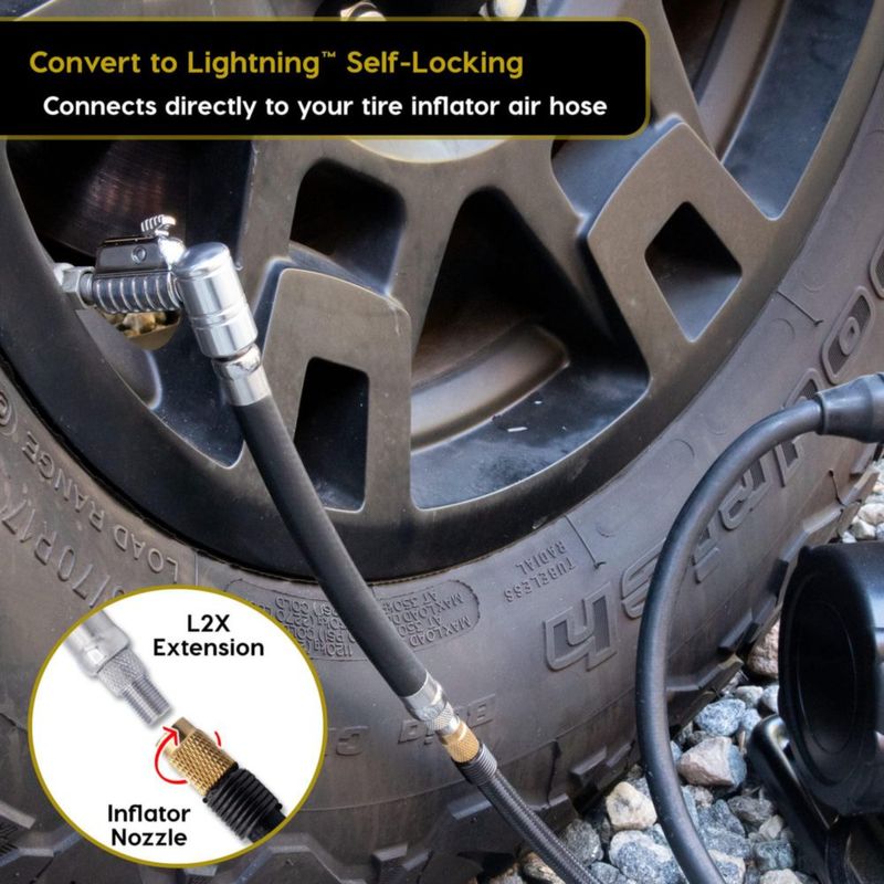 Extensión para inflador de neumáticos JACO Lightning L2X de 18 cm con giro de 90°