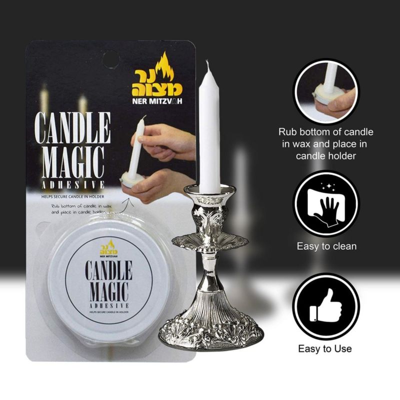 Adhesivo de Cera para Velas Ner Mitzvah Candle Magic Paquete de 2