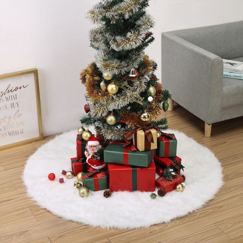 Falda para árbol de Navidad Mr. Pen de 122 cm de piel sintética blanca