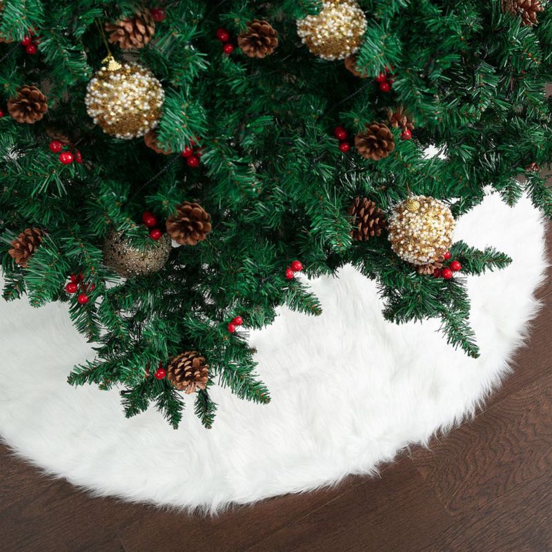 Falda para árbol de Navidad Mr. Pen de 122 cm de piel sintética blanca