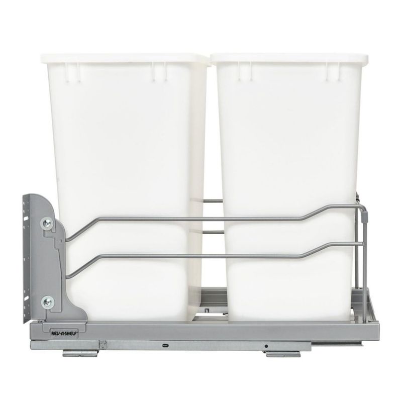 Bote de Basura Doble Extraíble Rev-A-Shelf 33L con Cierre Suave Blanco