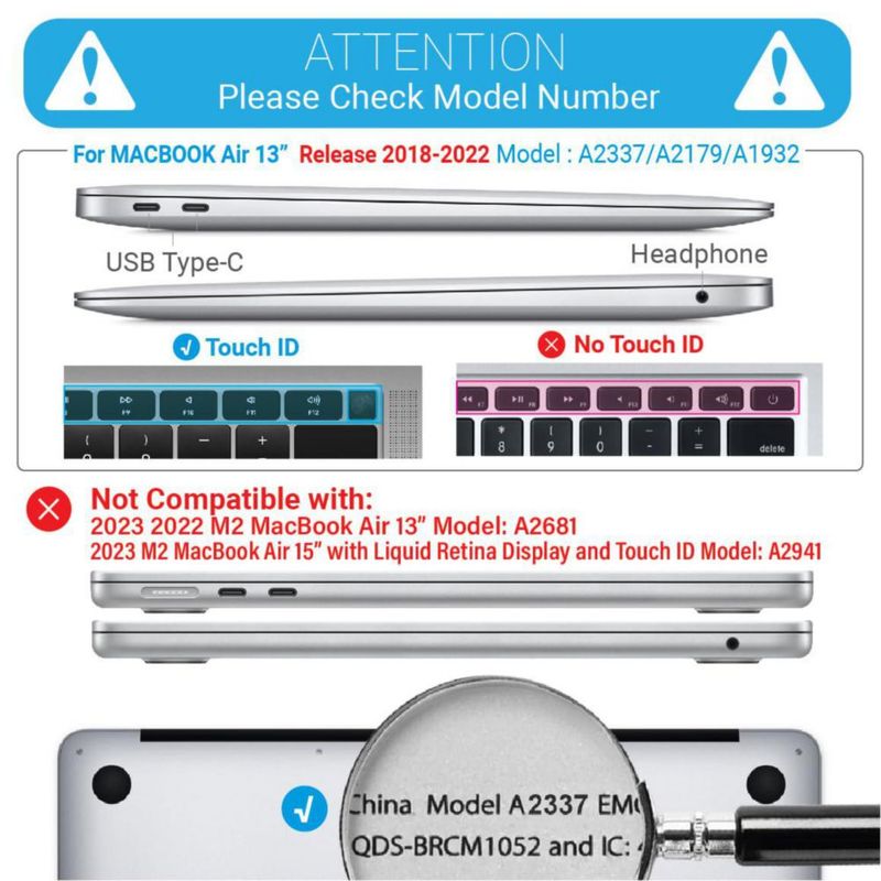 Funda para portátil IBENZER MacBook Air 13" 2022 2021 2020 Transparente