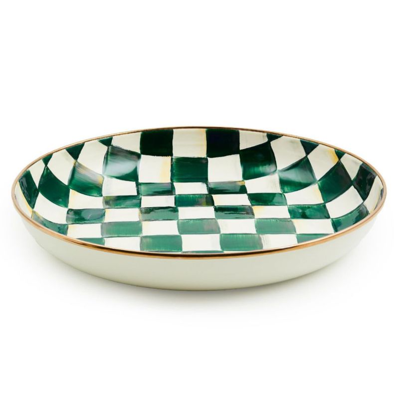 Bol MACKENZIE-CHILDS Emerald Check Verde y Blanco