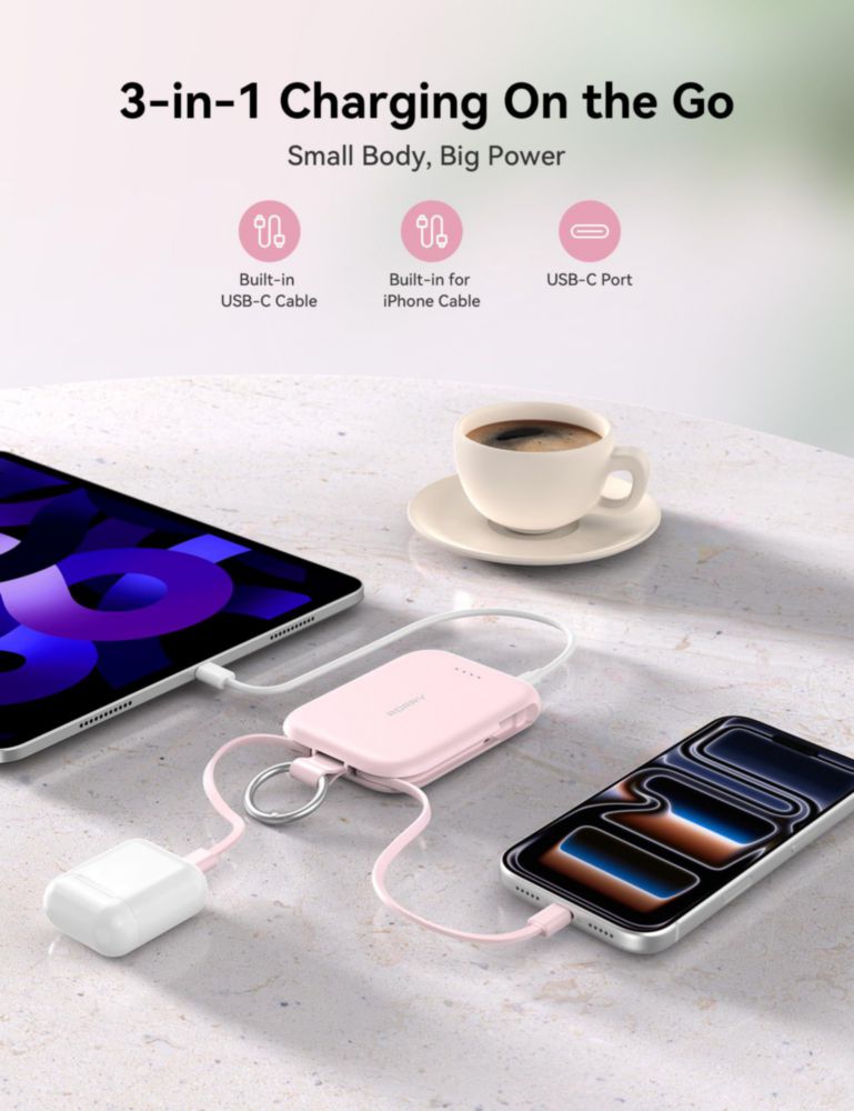 Cargador portátil RORRY CharmGo de 5000 mAh con llavero verde