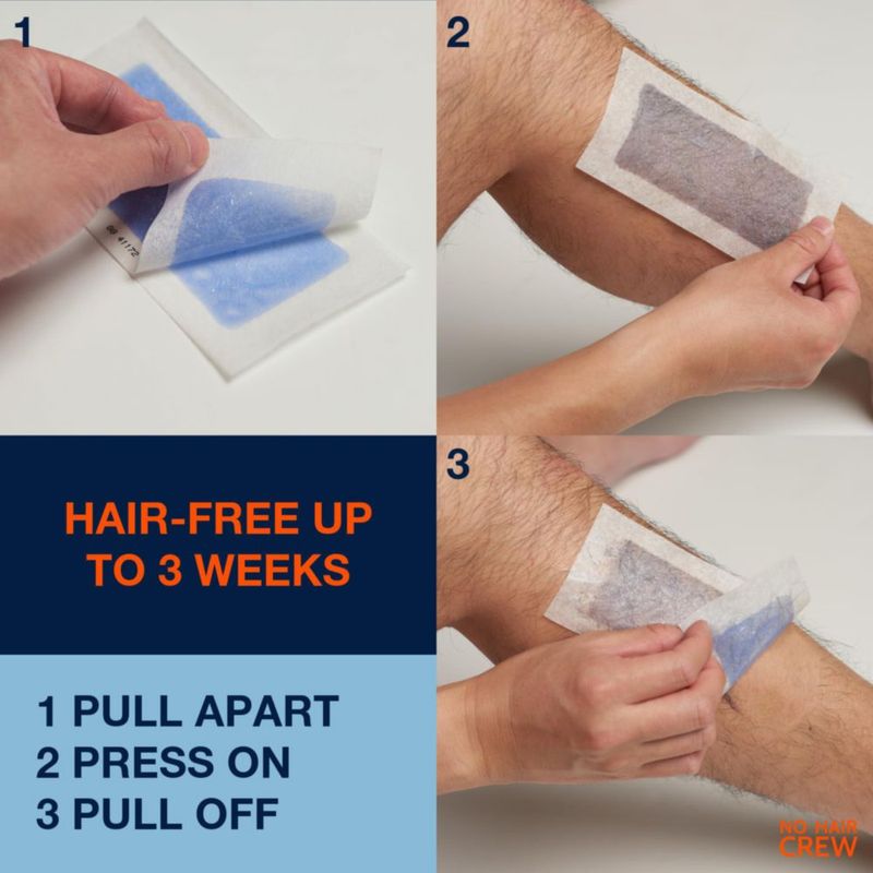 Tiras de Cera Corporal NO HAIR CREW para Hombre 20 Tiras y 4 Toallitas