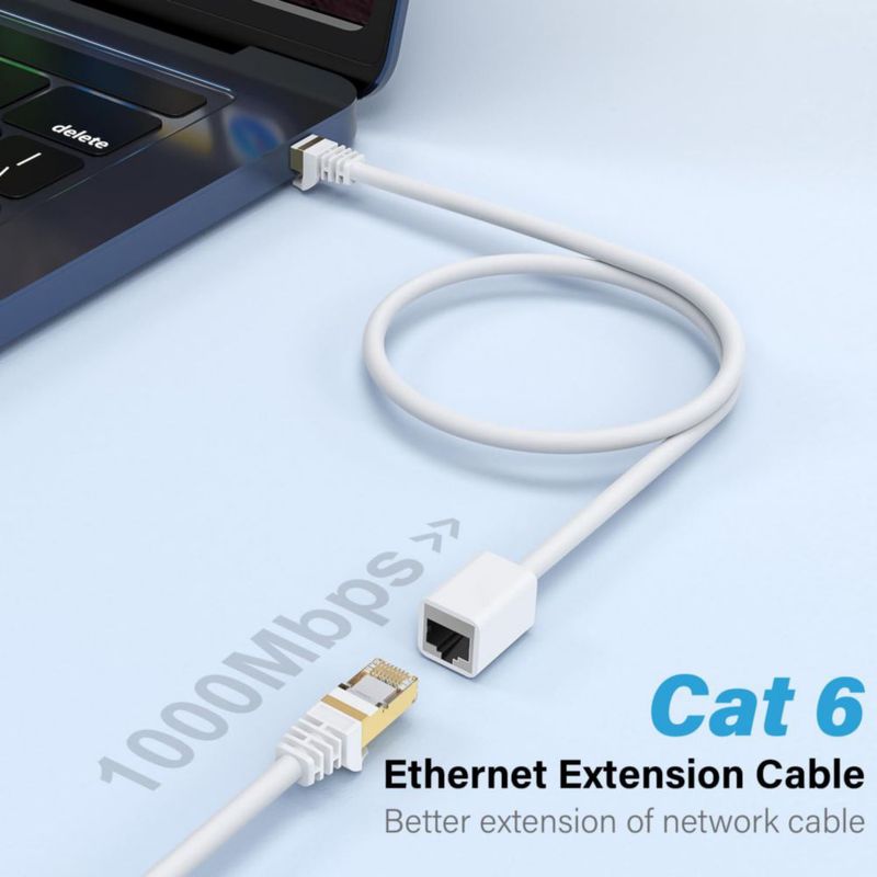 Cable de Extensión Ethernet J&D Cat6 Blindado 09 m Blanco